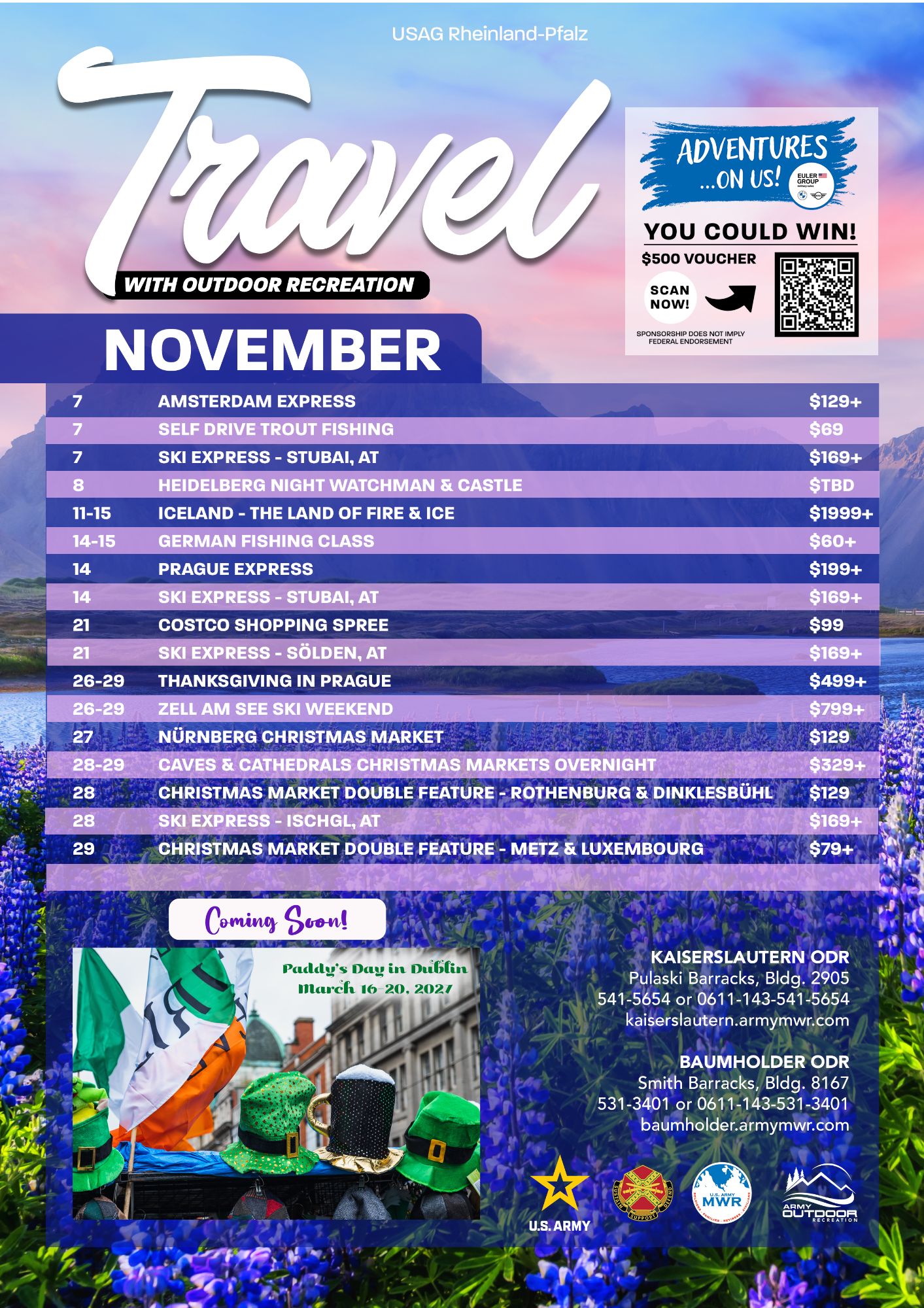 November Travel Calendar