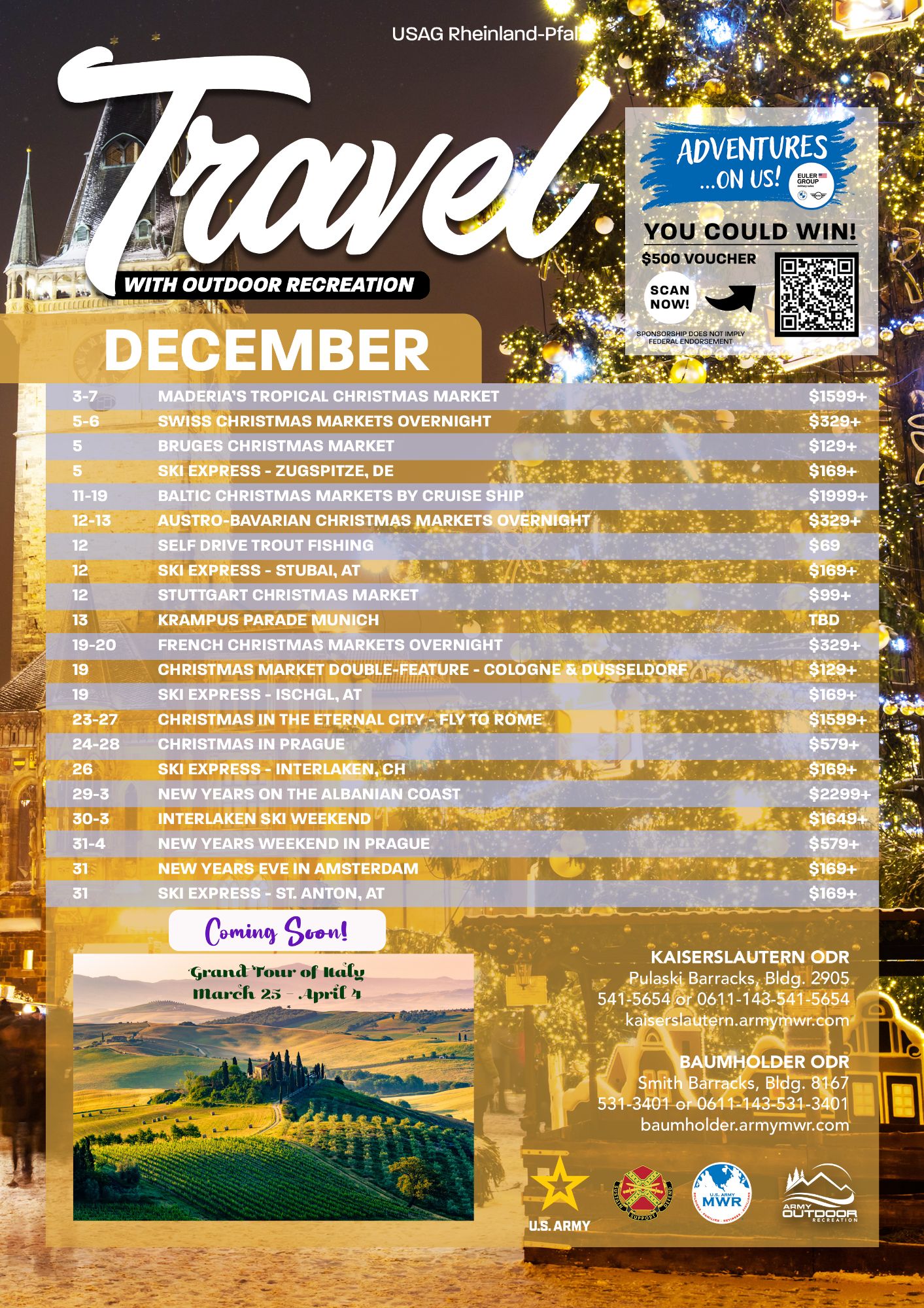 December Travel Calendar